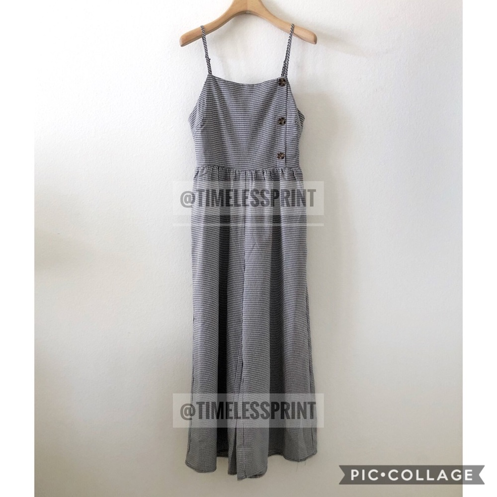 Dark Brown/White Houndstooth Wide Leg Jumpsuit